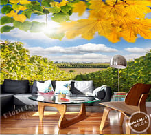 Custom 3D large murals,beautiful fantasy yellow leaves vineyard manor landscape , living room sofa TV wall bedroom wall paper 2024 - buy cheap