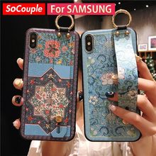 SoCouple For Samsung Galaxy A51 A52 A50 70 71 72 32 12 10 20 30s 21s S9 S10 S20 FE plus Note 10 Plus Case Wrist Strap Phone Case 2024 - купить недорого