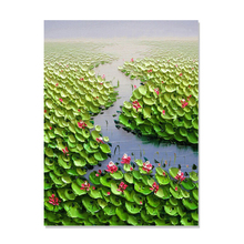 Lotus Flower Picture Hand painted Modern Abstract Oil Painting on Canvas for Living Room Wall Art Home Decoration Gift TBM01 2024 - buy cheap