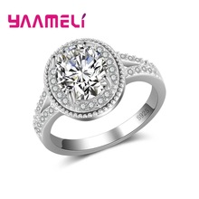 Anéis de prata para mulheres s925, bijuteria elegante para casamento e noivado, branca, brilhante 2024 - compre barato