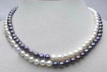 Jewelry White&Black FW Pearl Necklace Fashion AKOYA Free shipping 2024 - buy cheap