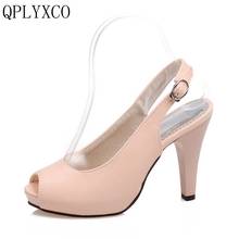 QPLYXCO/элегантные летние босоножки; женские туфли-лодочки на высоком каблуке с открытым носком; женская свадебная обувь; обувь для вечеринок; большие размеры 32-43; C80 2024 - купить недорого