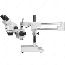 AmScope-microscopio Binocular con Zoom estéreo, 7x-45 aumentos, con soporte de brazo doble 2024 - compra barato