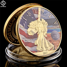 2017 USA Statue of Liberty Yellowstone National Park American Gold Plated Token Value Coins 2024 - buy cheap