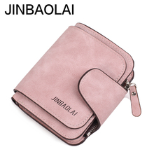 JINBAOLAI fashion matte leather ladies wallet purse zipper short ladies wallet buckle solid color card holder female wallet 2024 - buy cheap