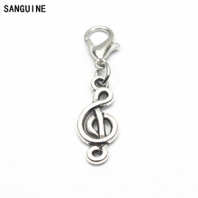 12pcs/lot Alloy musical notation dangle charms lobster clasp hanging charm DIY bracelet&pendant floating charms jewelry 2024 - buy cheap