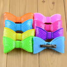 Big Sequin Bows 32C 8Cm Neon Colors 160pcs/lot Top Quality Shinny Sheet Bowknots For Girl Beautiful Hair Clip FC25 2024 - buy cheap