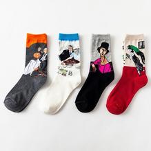 2018 Spring and Autumn Retro Character Couple Lady Father Grandfather Cotton Socks Personality Men's Socks 2024 - buy cheap