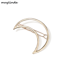 Branded Design Simple Moon Metal Hairpins barrettes Vintage Costume Women Hair Clip Accessories 2024 - buy cheap
