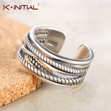 Kinitial Muliti Layers Line Oxidized Adjustable Midi Rings Fashion Twrist Cross Ring Jewelry Twist Rings for Women Bijoux 2024 - buy cheap