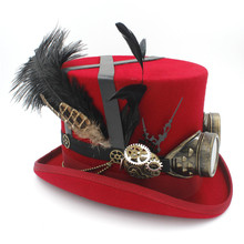 Chapéu fedora 100% lã, chapéu diy steampunk para homens, chapéu de festa estilo steampunk 2024 - compre barato
