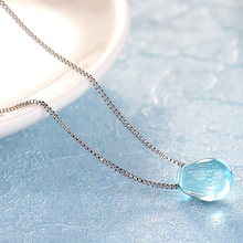 Simple Blue Crystal Water Drop Pendant Necklace Clavicle Chain Diy Charm Necklace For Women Fashion Jewelry 2024 - buy cheap