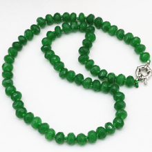 Natural green Malaysia jade stone 5*8mm abacus faceted beads choker necklace for women clavicle chain gifts jewelry 18inch B3205 2024 - купить недорого