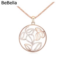 BeBella-collar con colgante de hoja hueca chapada en oro rosa para mujer, cadena larga de cuentas, cristales checos, joyería de moda 2024 - compra barato