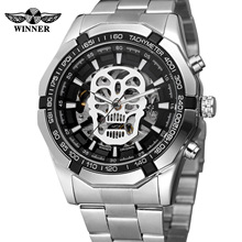 Top Forsining Brand Men Automatic Sport Watch 3d Skull Transparent Golden Stainless Steel Luminous Design Luxury Skeleton Clocks 2024 - buy cheap