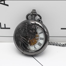 Luxury Self Winding Phoenix Case Arabic Hollow Black Automatic Mechanical Pocket Watch Chain Men Women Pendant Clock Gifts 2024 - buy cheap