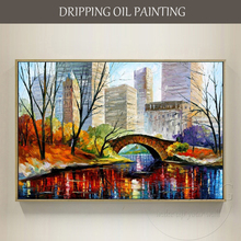 Pintura a óleo para decoração de parede, pintura abstrata à mão para jardim, cidade, paisagem, paleta de tela, faca, ponte, pintura a óleo 2024 - compre barato