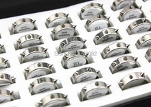 Wholesale 36pcs Punk Stainless Steel Couple Rings Spiked Cone Rivet Band Ring Men Women's Gift MR46 2024 - buy cheap
