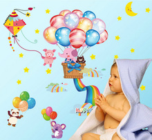 Desenhos animados balão crianças quartos decoração de casa adesivos de parede de vinil decoração animal cartaz mural 2024 - compre barato