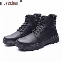 movechain Men's Leather Lace-Up Martin Ankle Boots Winter Warm Military Boots Man Zipper Chelsea Boot Mens Outdoor Shoes 38-46 2024 - buy cheap