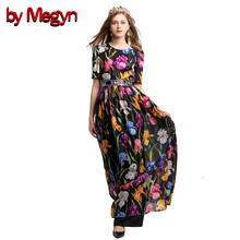 by Megyn autumn maxi dress 2019 women o-neck floral print black retro dress elegant holiday party long dresses for women 2024 - buy cheap