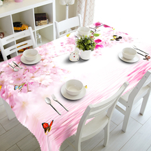 Customizable 3d Tablecloth Pink Peach Blossom&Butterfly Pattern Thicken Polyester Rectangular and Round Table cloth Home textile 2024 - buy cheap