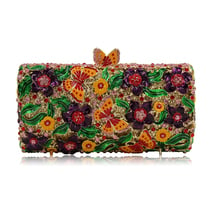 New Fashion Purple Day Clutches Handmade Appliques Flower Women Party Prom Chain Clutches Luxury Ladies Wedding Purse Female Bag 2024 - buy cheap