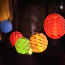 Lantern LED Solar String Lights Outdoor Globe Lights Warm White/Multi Color Fabric Ball Christmas Lights for Garden Path Party 2024 - buy cheap