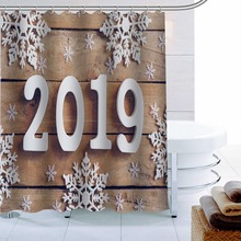 Cortina de ducha de poliéster con estampado 3D, 12 ganchos, impermeable, copo de nieve de Año Nuevo, gran oferta 2024 - compra barato