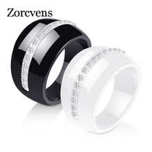 ZORCVENS-Anillo de lujo de cristal de cerámica blanca y Negro claro grande para mujer, joyería de moda, novedad de 2021 2024 - compra barato