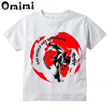 Camisetas blancas de manga corta para niños, ropa de kárate, Kanji y Symbol, Kyokushin, de verano 2024 - compra barato