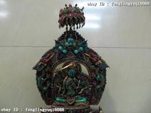 11 Tibet Buddhism Temple Silver inlay ruby beryl Coral Turquoise Buddha statue Discount 55% 2024 - buy cheap