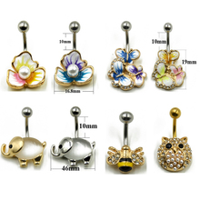 1pc Surgical steel Fashion Flower CZ Fem Navel Bar Belly Button Rings Piercing For Women Navel Body Jewelry 14g 2024 - buy cheap