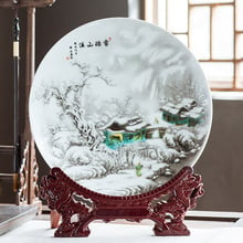 Jingdezhen porcelain hanging plate Auspicious Snow Plate decoration plate living room household handicraft decoration 2024 - buy cheap