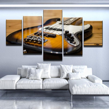 Quadro de decoração para casa, pinturas estampadas em hd, arte de parede moderna, 5 painéis, guitarra, instrumento musical, sala de estar, imagens, posteres de tela 2024 - compre barato