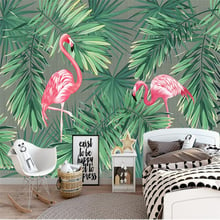 Beibehang retro Europeia planta folha de bananeira flamingo personalizado grande mural papel de parede papel de parede do ambiente da parede ao ar livre 2024 - compre barato