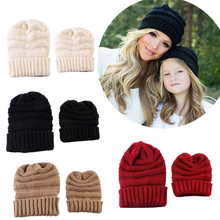 2 PCS Set Family Matching Hat Autumn Winter Baby Girls Boys Warm Beanie Bebe Woolen Knitted Earflaps Bonnet Caps Parent-child 2024 - buy cheap