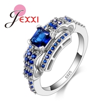 Dark Blue AAA+ Austrain Rhinestone 925 Sterling Silver Jewelry Bridal Engagement Rings For Women Girls Charm Lovers Gifts 2024 - buy cheap