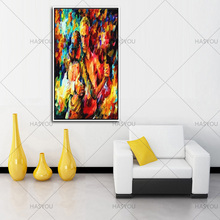 Arte de pared de gran amante, pintura al óleo moderna, lienzo de mujer bailarina, imagen abstracta, figura colorida pintada a mano, pintura al óleo 2024 - compra barato