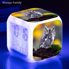 Cute Owl LED Alarm Clock 7 Color Night Glowing Touch Sensing Alarm Clock Kids room Multifunction Electronic Digital desk Clock 2024 - compre barato