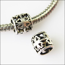 New 50Pcs Tibetan Silver Clover Spacer Beads fit European Charm Bracelets 7mm 2024 - buy cheap