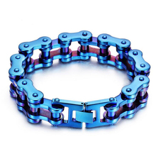 Pulseira de bicicleta de aço inoxidável azul pesado, 19mm, joias de bicicleta, motocicleta, motocicleta, pulseiras de corrente, joias 2024 - compre barato