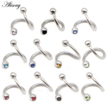 Alisouy 1pc S Labret Ring surgical Stainless Steel Crystal Gem Bar Spiral Twister Tragus Ear Piercing Helix ring Body Jewelry 2024 - buy cheap