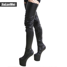 Jialuowei-Botas por encima de la rodilla para mujer, botines con tacón superalto de 20CM, sin Heelless, fetiche Sexy, sin tacón, con plataforma, Unisex 2024 - compra barato