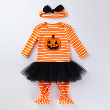 halloween costume baby newborn girl romper long sleeve baby girl lace rompers pumpkin baby girl costume new born clothes 2pcs 2024 - buy cheap