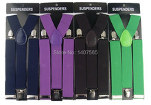 free shipping  men`s Unisex Clip-on Braces Elastic Slim broad Suspender 3.5cm Wide  Mix Y-Black Suspenders  Wholesale 2024 - buy cheap