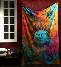 Tapiz colgante Hippie de 80x60 pulgadas, colcha de Luna y sol, decoración psicodélica de pared india, decoración del hogar 2024 - compra barato
