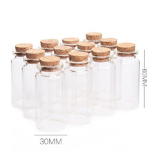 Frascos pequeños de vidrio de 30x60mm con tapón de corcho, frascos para mensajes, Mini contenedores, L15C, 10 Uds. 2024 - compra barato