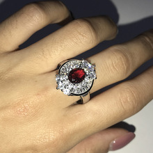 Anillos De Compromiso creativos de circonia cúbica para mujer, joyería de plata de ley 925, anillo de boda de cristal rojo, Bisutería 2024 - compra barato