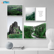 Mountain Forest Poster Nordic Green Wall Art Canvas Prints Landscapes Paintings For Living Room Wall Pictures Modern Home Decor 2024 - buy cheap